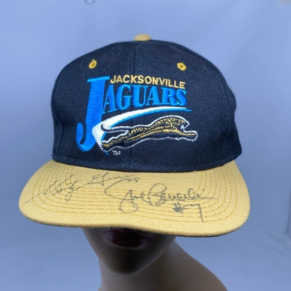 Vintage Jacksonville Jaguars BANNED LOGO Snapback Hat NFL autograph Beuerlein